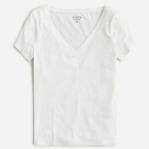 J.Crew White Stretch Linen Classic-fit V-neck T-shirt
